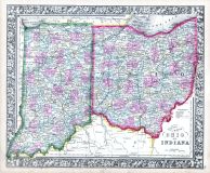 Ohio and Indiana, World Atlas 1864 Mitchells New General Atlas